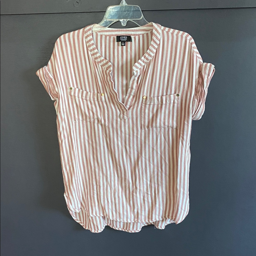 Cato Pink and White Striped Blouse